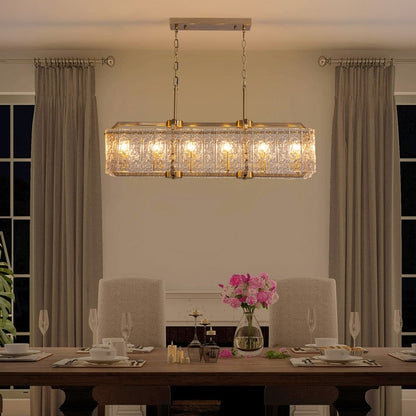 Lampadari di cristallo moderni lineari da 40 pollici Lampadario rettangolare in ottone dorato a 16 luci per sala da pranzo, soggiorno, isola della cucina