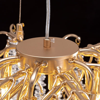 Lampadario rettangolare moderno in cristallo dorato da 40 pollici con rami di albero, lampadario per isola cucina, lampada a sospensione per sala da pranzo