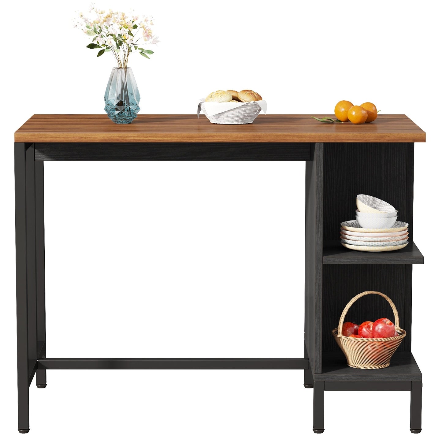 Isola da cucina larga 43, tavolo da cucina con 5 ripiani aperti