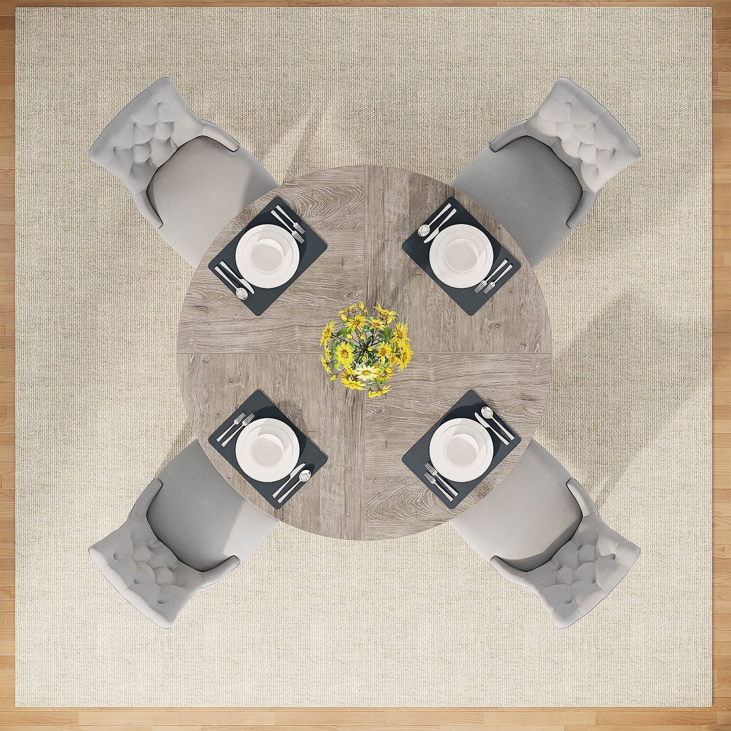 Tavolo da pranzo rotondo da 47 pollici per 4 persone, tavolo da cucina in stile rustico, piccolo tavolo da pranzo, tavolo da cucina in legno per sala da pranzo e soggiorno