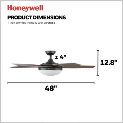 Ventilatore da soffitto Honeywell Carmel da 48 pollici con luce integrata e telecomando