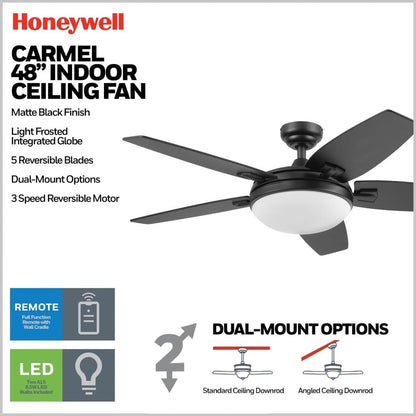 Ventilatore da soffitto Honeywell Carmel da 48 pollici con luce integrata e telecomando