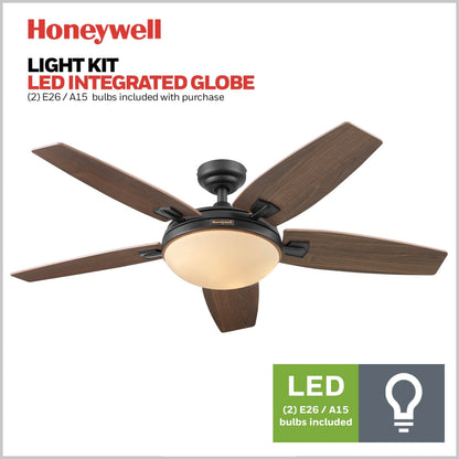 Ventilatore da soffitto Honeywell Carmel da 48 pollici con luce integrata e telecomando