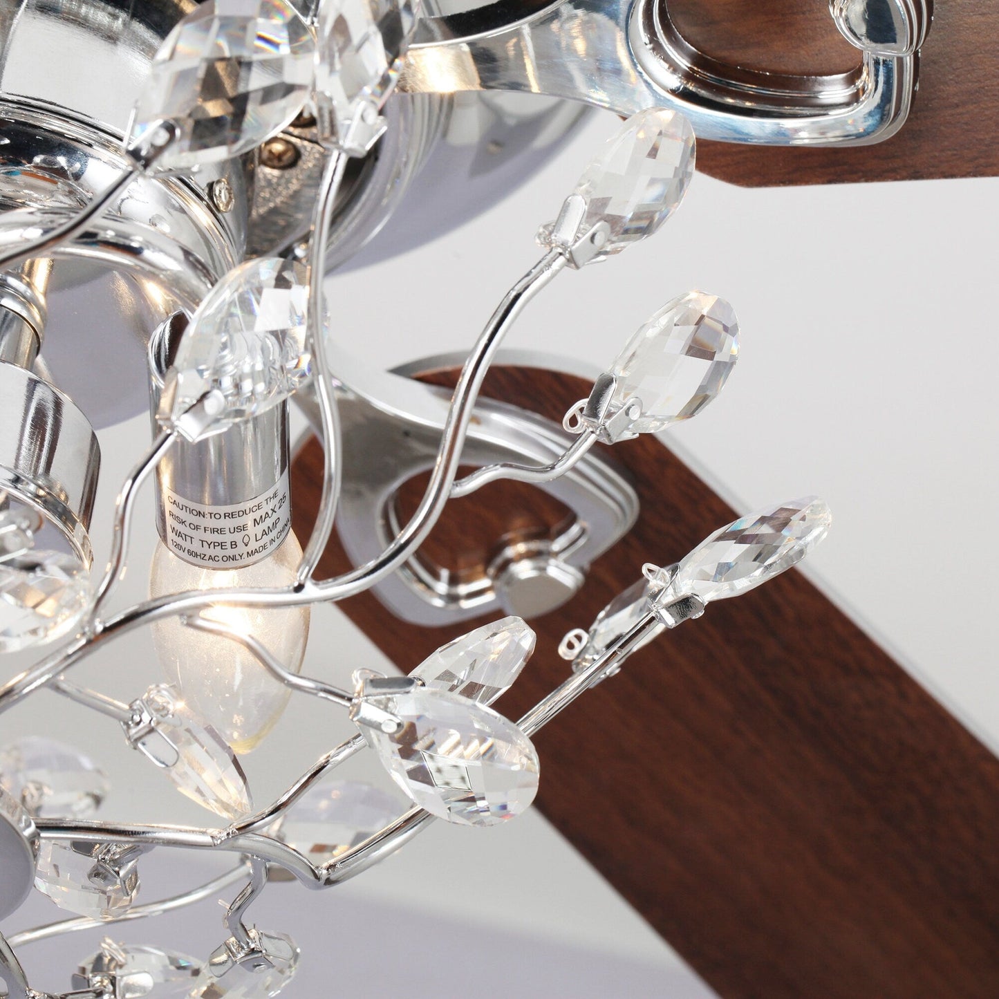 Ventilatore da soffitto moderno reversibile a 5 pale in cristallo con telecomando