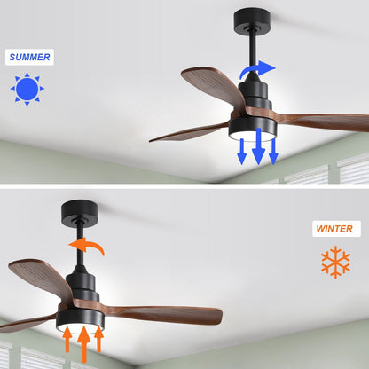 Ventilatore da soffitto a LED integrato da 48 e 52 pollici con luce e telecomando, motore CC reversibile