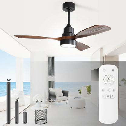 Ventilatore da soffitto a LED integrato da 48 e 52 pollici con luce e telecomando, motore CC reversibile