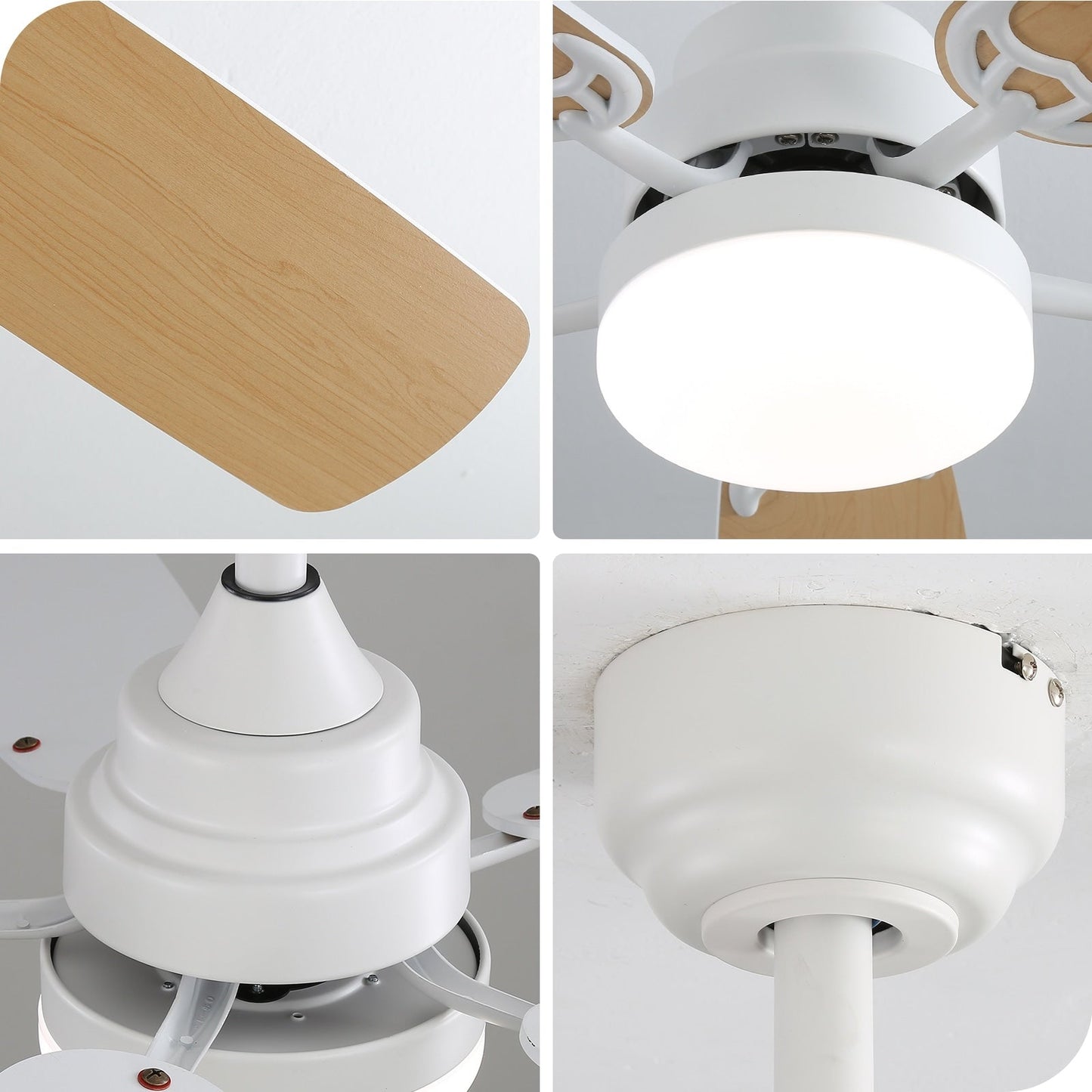 Ventilatore da soffitto a LED integrato da 48 e 52 pollici con luce e telecomando, motore CC reversibile