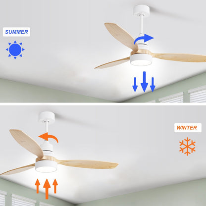 Ventilatore da soffitto a LED integrato da 48 e 52 pollici con luce e telecomando, motore CC reversibile