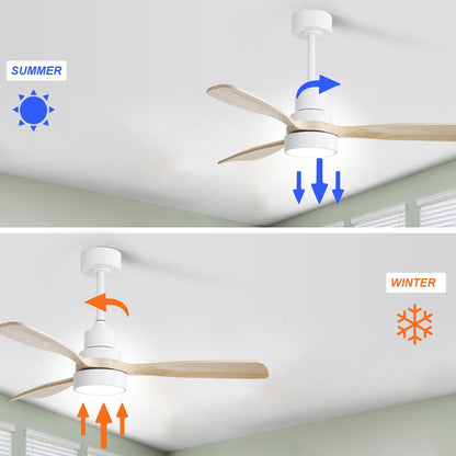 Ventilatore da soffitto a LED integrato da 48 e 52 pollici con luce e telecomando, motore CC reversibile