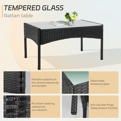 Set di mobili da giardino in vimini da 4 pezzi, set di mobili da esterno in rattan con cuscini