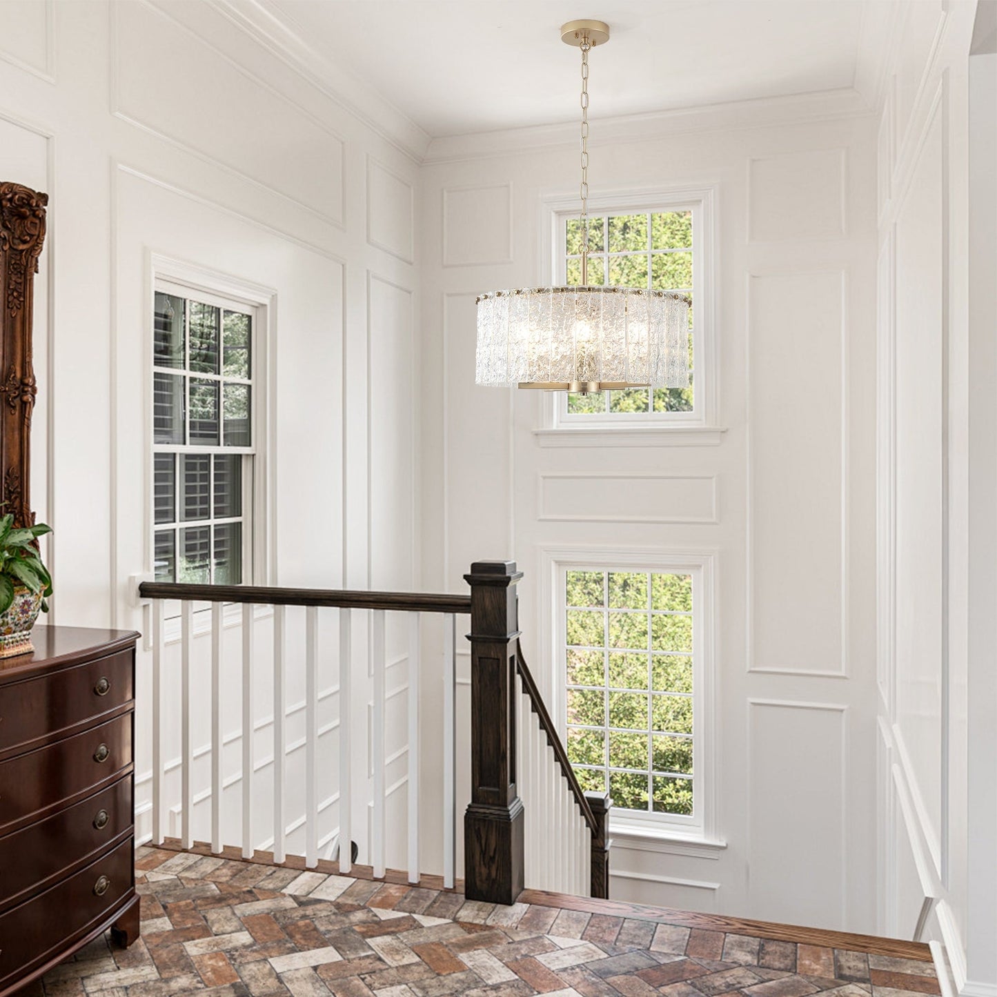 Lampadario moderno a tamburo rotondo a 5 luci, lampadario classico semi-incassato, lampada a sospensione per isola cucina e sala da pranzo