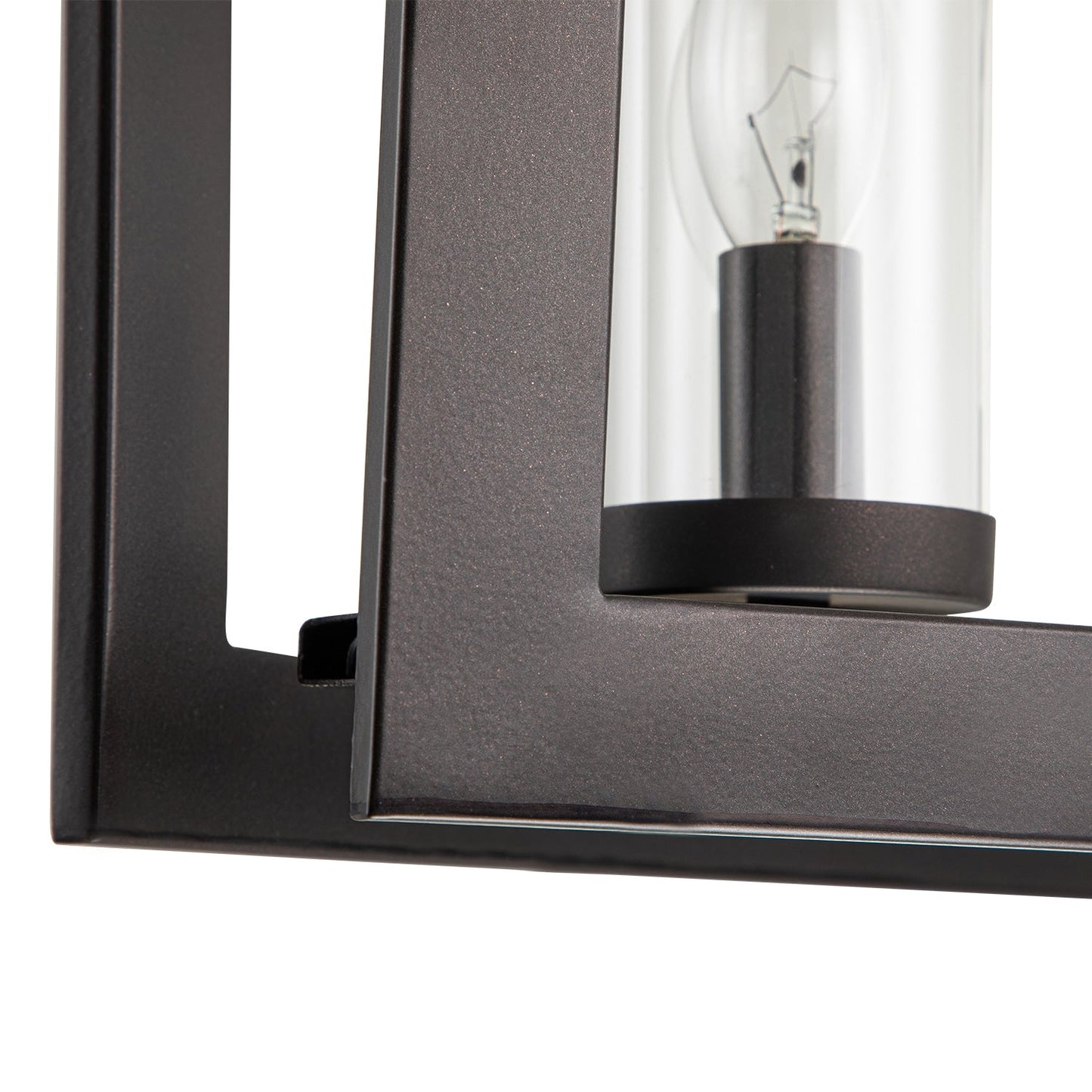 Lampadario lineare industriale moderno a 5 luci per sala da pranzo, lampadario cilindrico in vetro trasparente, luci per isola cucina