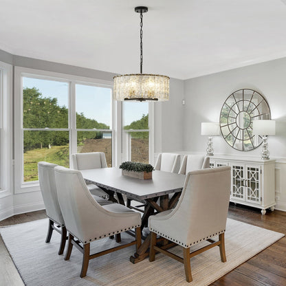 Lampadario moderno a tamburo rotondo a 5 luci, lampadario classico semi-incassato, lampada a sospensione per isola cucina e sala da pranzo