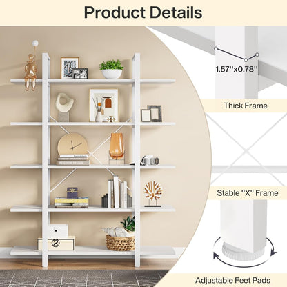 Libreria a 5 ripiani, libreria in stile industriale vintage