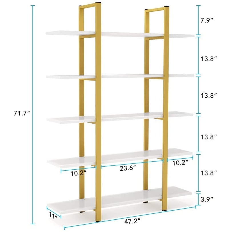Libreria a 5 ripiani, libreria in stile industriale vintage
