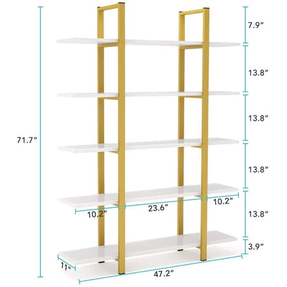 Libreria a 5 ripiani, libreria in stile industriale vintage
