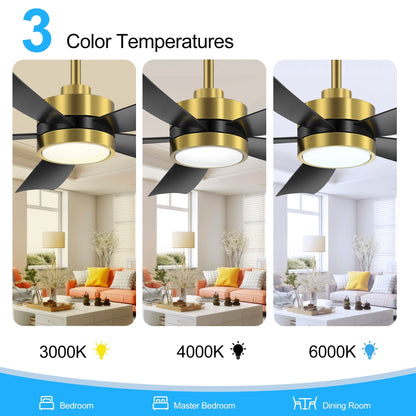 Ventilatore da soffitto a LED Breezary 65/52/42 a 5 pale con kit luci e telecomando