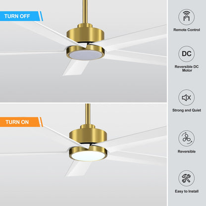 Ventilatore da soffitto a LED Breezary 65/52/42 a 5 pale con kit luci e telecomando