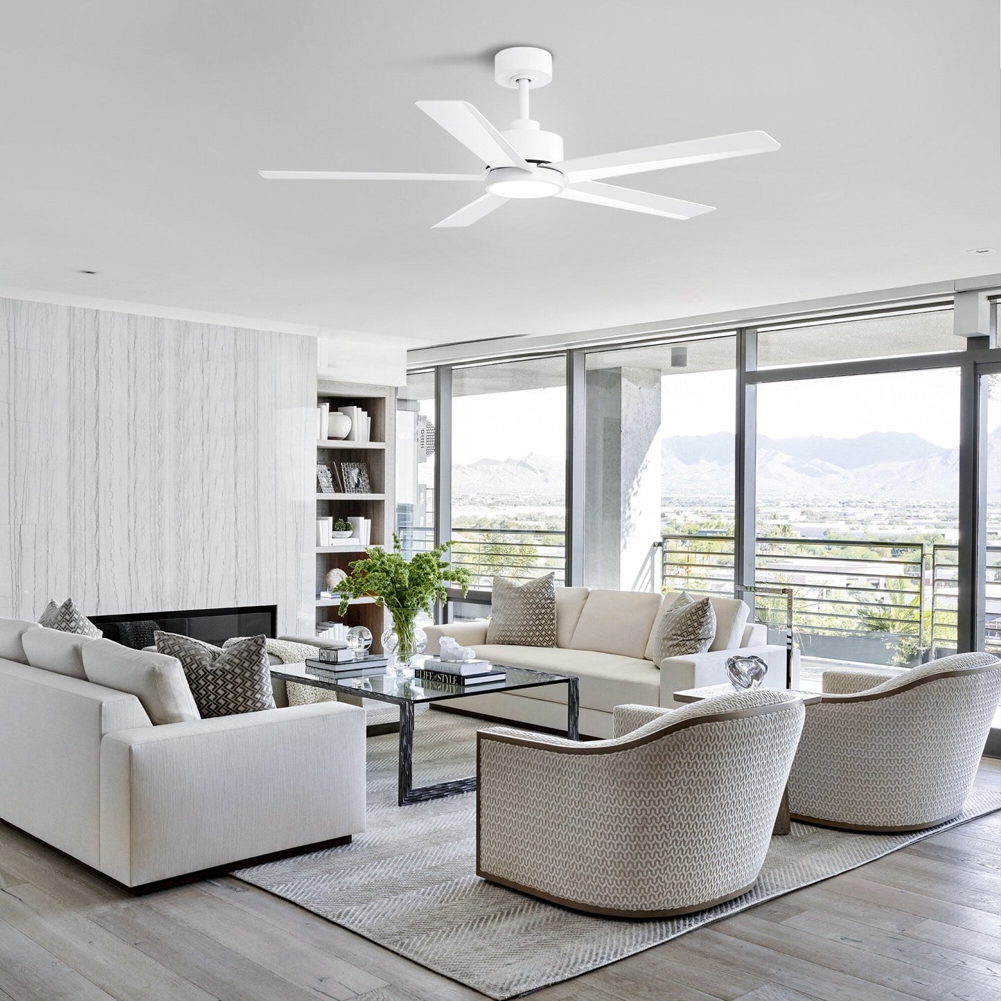 Ventilatore da soffitto a LED Breezary 65/52/42 a 5 pale con kit luci e telecomando