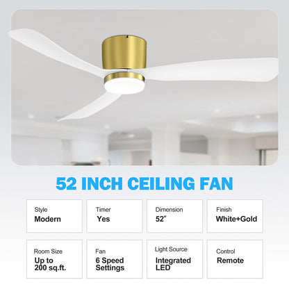 Ventilatore da soffitto a LED da 52 pollici nero/bianco con telecomando (3 pale)