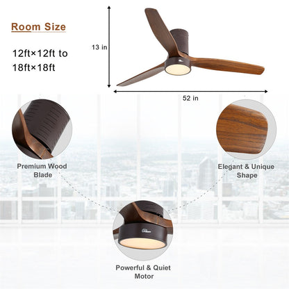 Ventilatore da soffitto a filo in stile fattoria da 52 pollici con luce e telecomando, motore CC reversibile