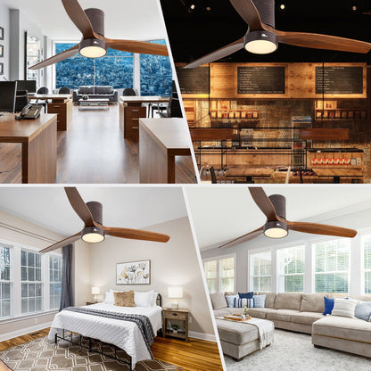 Ventilatore da soffitto a filo in stile fattoria da 52 pollici con luce e telecomando, motore CC reversibile