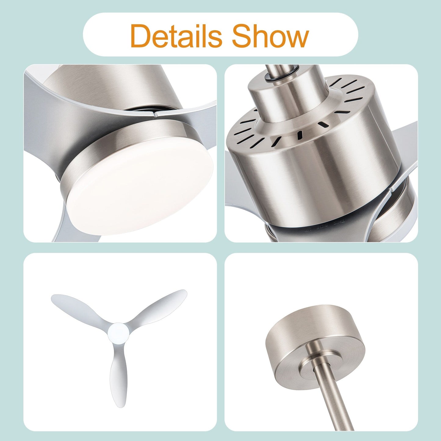 Ventilatore da soffitto a LED da 52 pollici con telecomando per luci (3 pale)