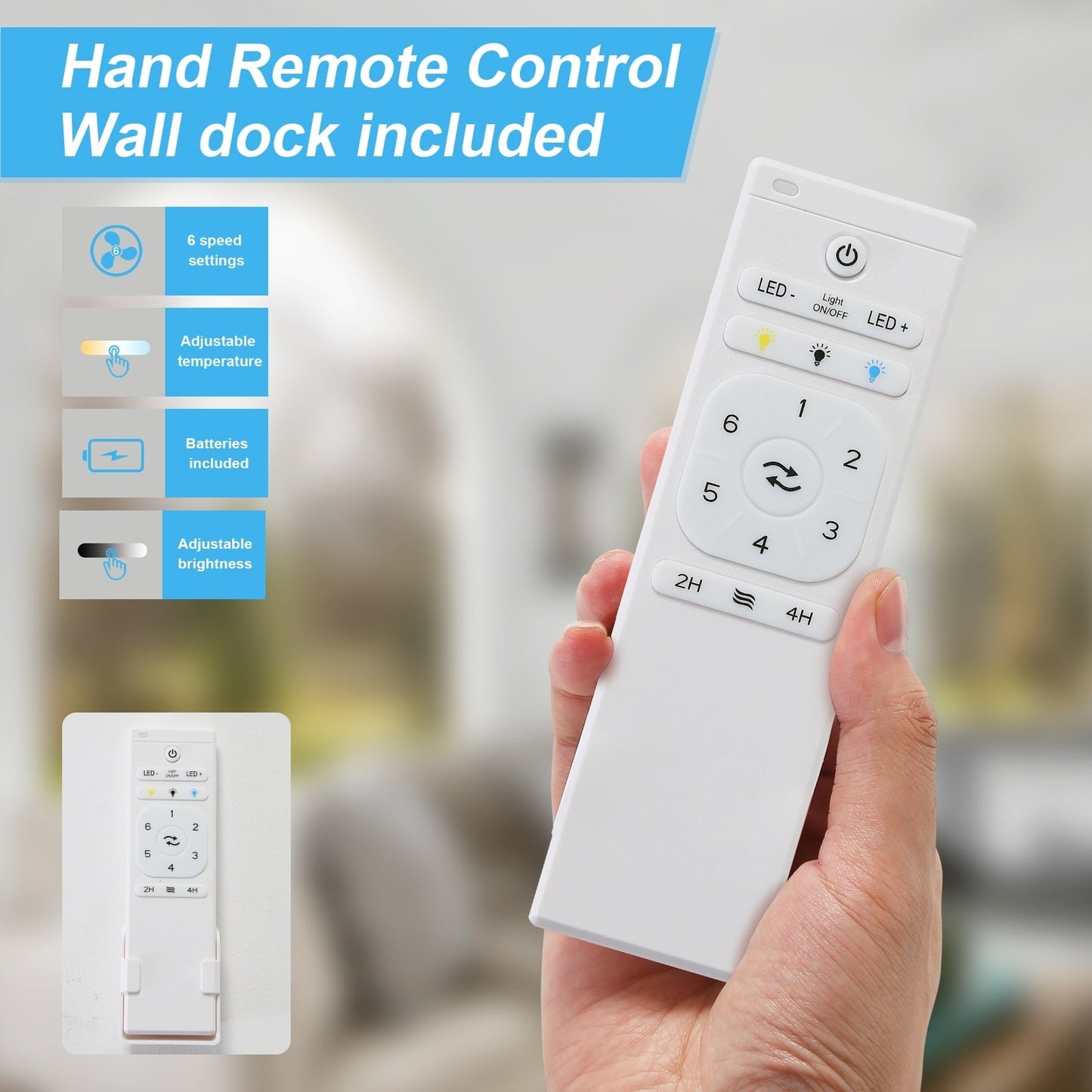 Ventilatore da soffitto in legno per interni Sofucor 52 con telecomando, luce integrata opzionale