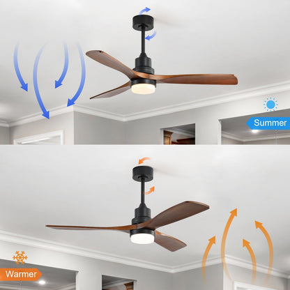 Ventilatore da soffitto in legno per interni Sofucor 52 con telecomando, luce integrata opzionale