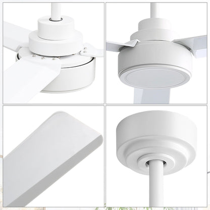 Ventilatore da soffitto moderno in legno massello/ABS da 52 pollici con telecomando (senza luce), 6 velocità del vento, flusso d'aria reversibile