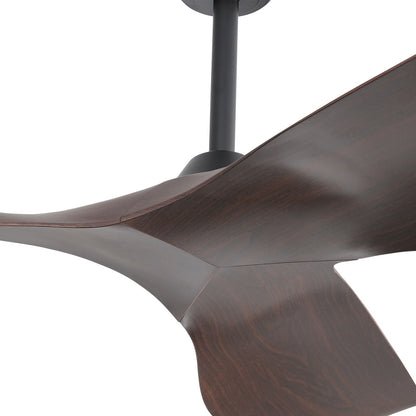 Ventilatore da soffitto moderno in legno massello/ABS da 52 pollici con telecomando (senza luce), 6 velocità del vento, flusso d'aria reversibile