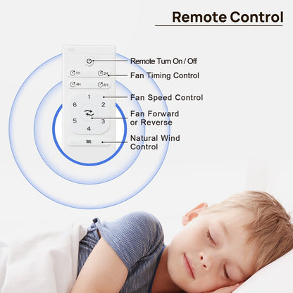 Ventilatore da soffitto moderno in legno massello/ABS da 52 pollici con telecomando (senza luce), 6 velocità del vento, flusso d'aria reversibile