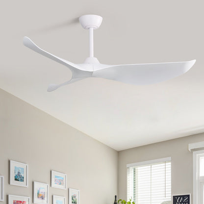 Ventilatore da soffitto moderno in legno massello/ABS da 52 pollici con telecomando (senza luce), 6 velocità del vento, flusso d'aria reversibile