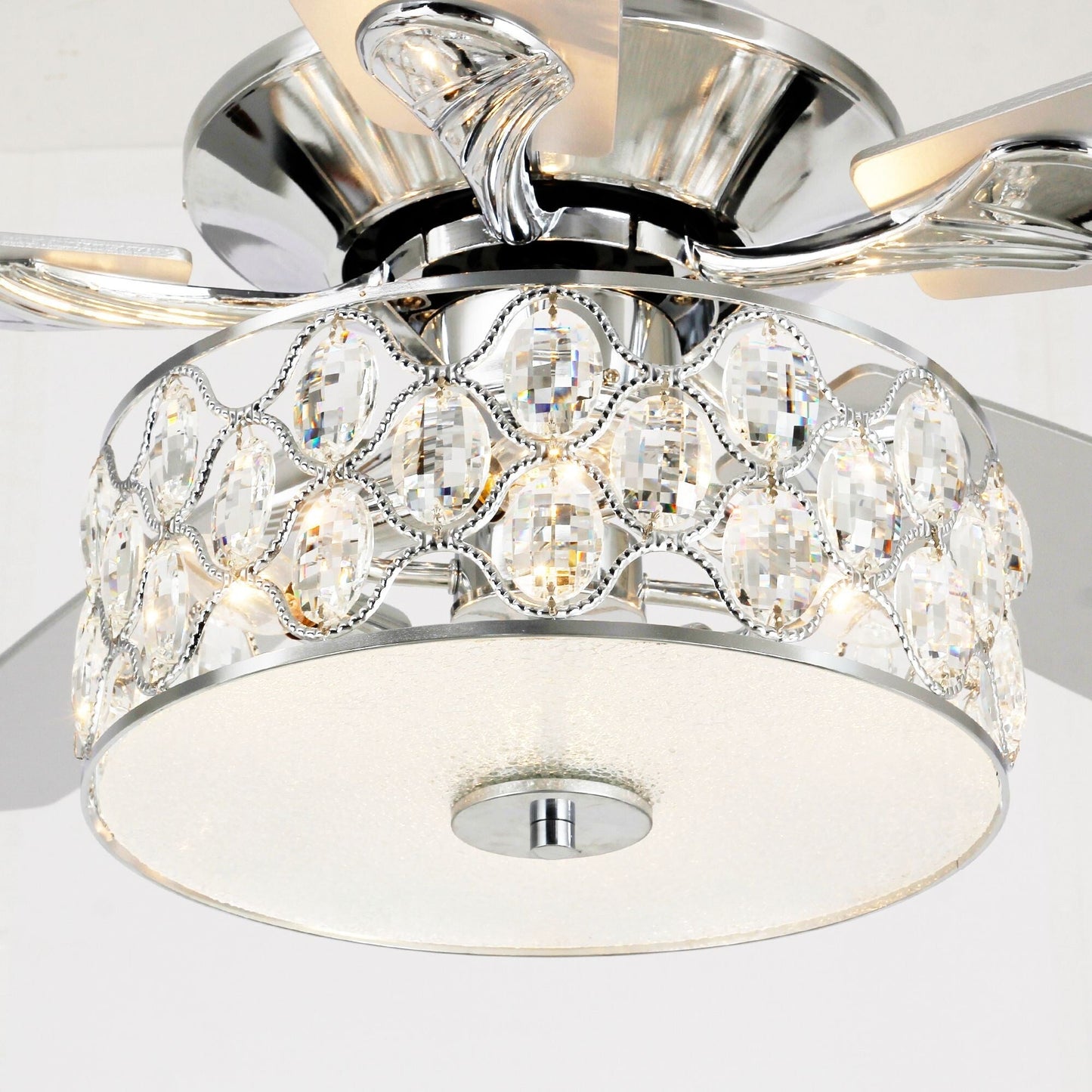 52 Ventilatore da soffitto in cristallo moderno a 4 luci con telecomando