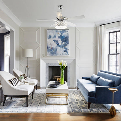 52 Ventilatore da soffitto in cristallo moderno a 4 luci con telecomando