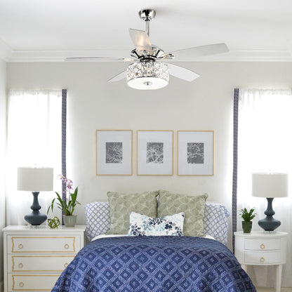 52 Ventilatore da soffitto in cristallo moderno a 4 luci con telecomando