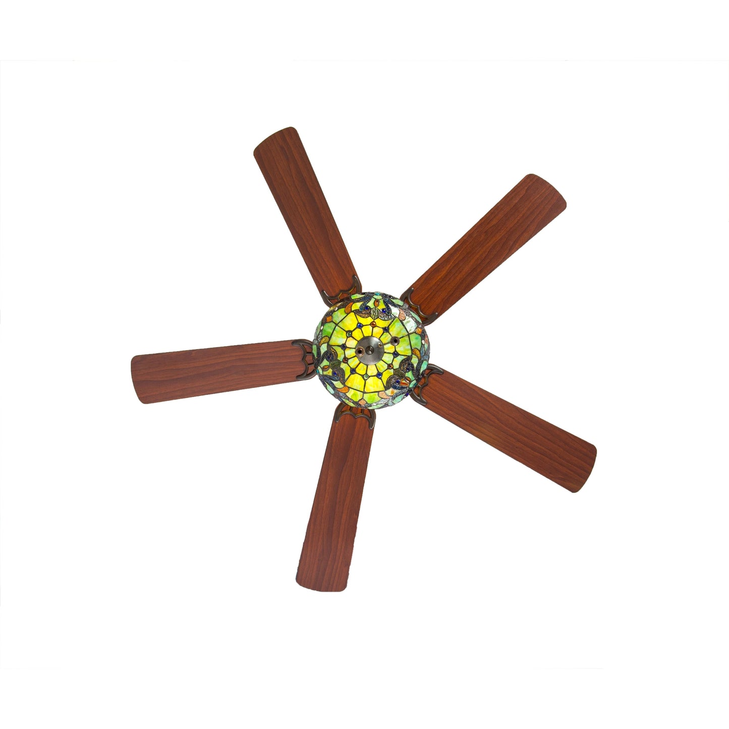 Ventilatore da soffitto Magna Carta in stile Tiffany Copper Grove Guasipati da 52 pollici - 52L x 52W x 16,5