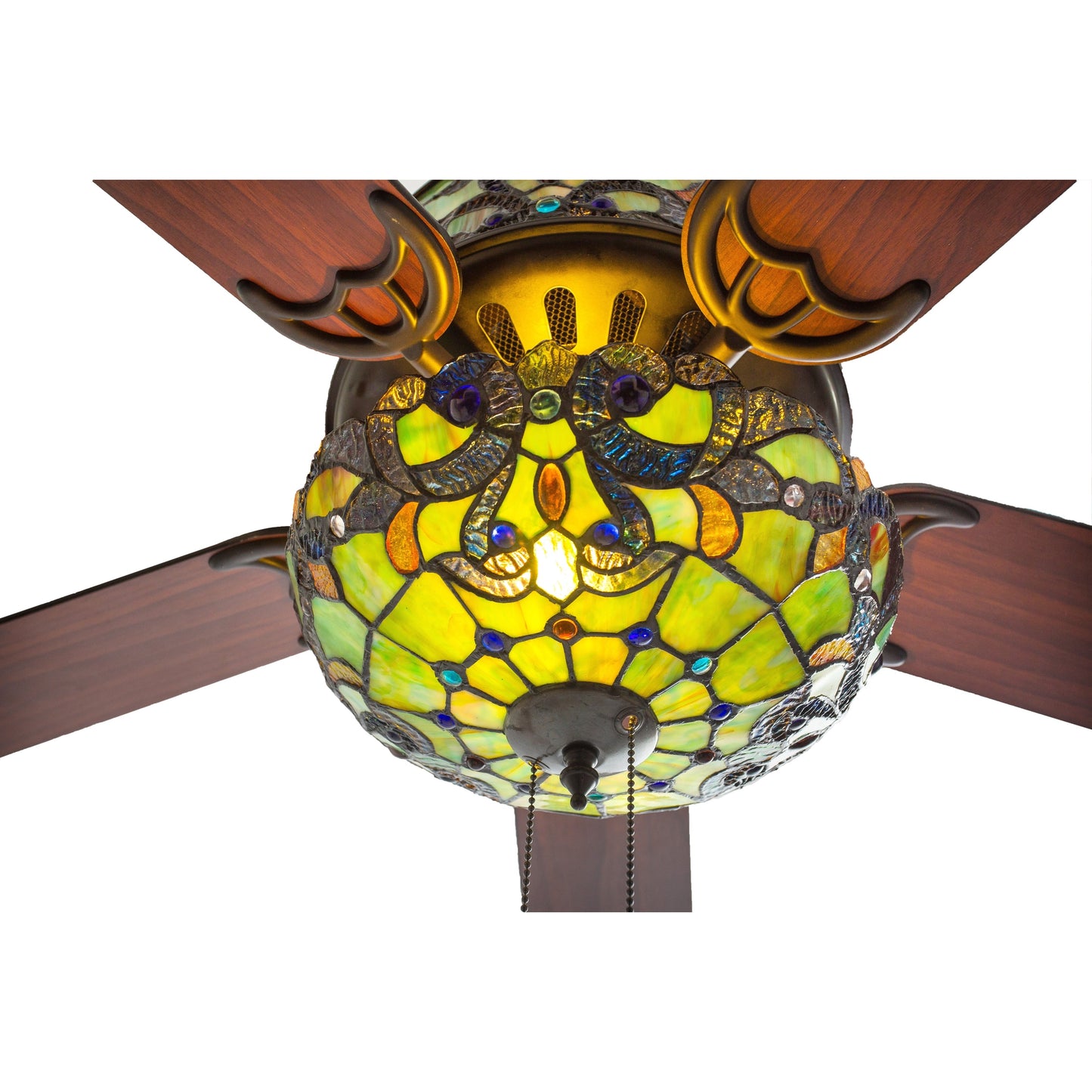 Ventilatore da soffitto Magna Carta in stile Tiffany Copper Grove Guasipati da 52 pollici - 52L x 52W x 16,5