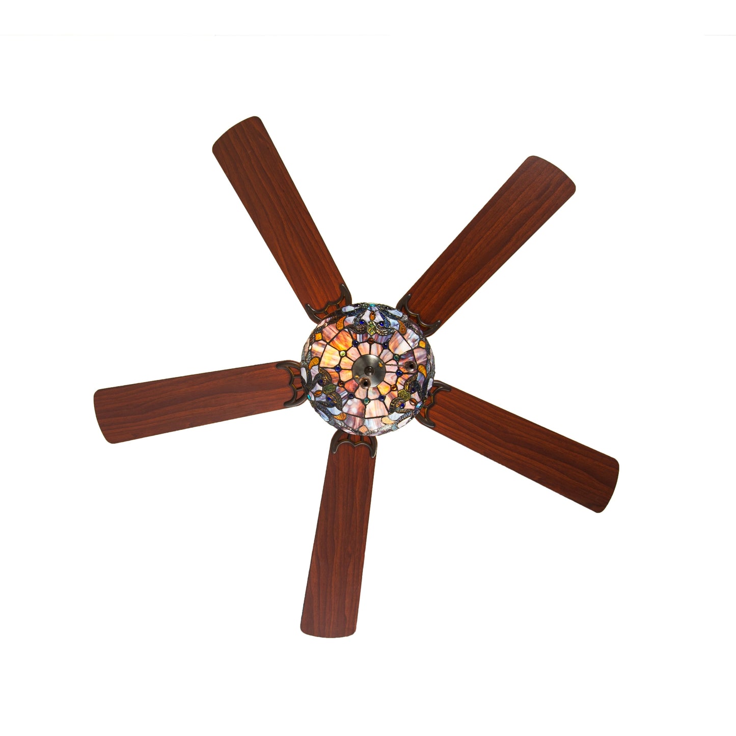Ventilatore da soffitto Magna Carta in stile Tiffany Copper Grove Guasipati da 52 pollici - 52L x 52W x 16,5