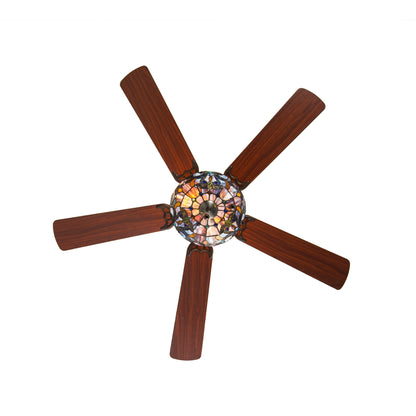 Ventilatore da soffitto Magna Carta in stile Tiffany Copper Grove Guasipati da 52 pollici - 52L x 52W x 16,5