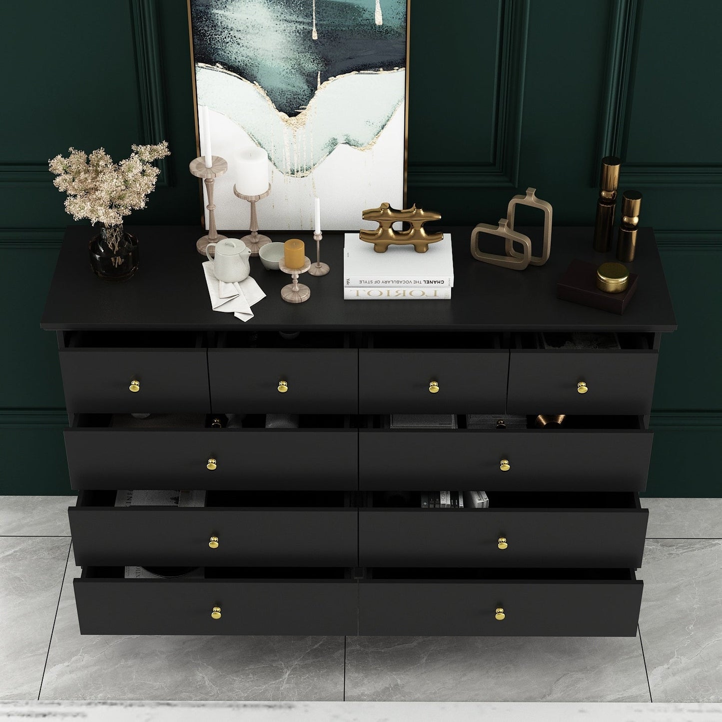 Cassettiera per camera da letto matrimoniale larga 55,1 cm con cassetti portaoggetti