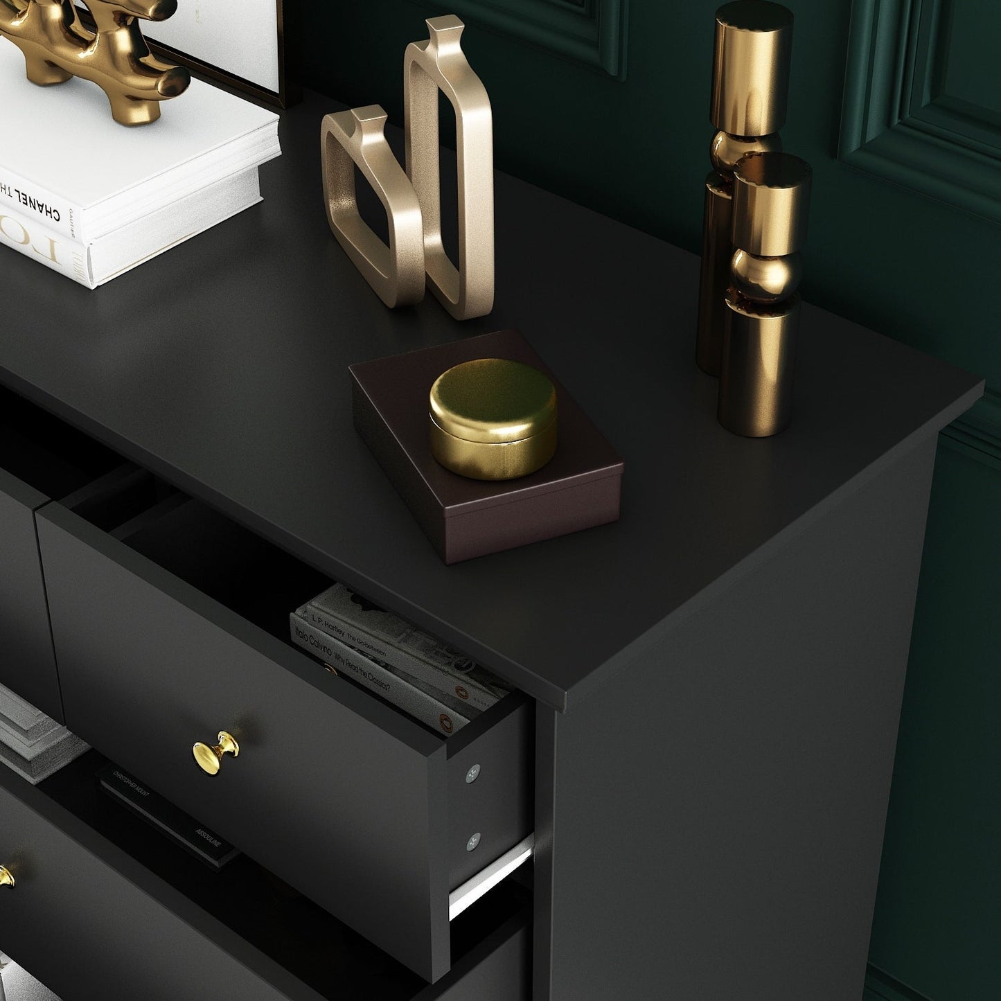 Cassettiera per camera da letto matrimoniale larga 55,1 cm con cassetti portaoggetti