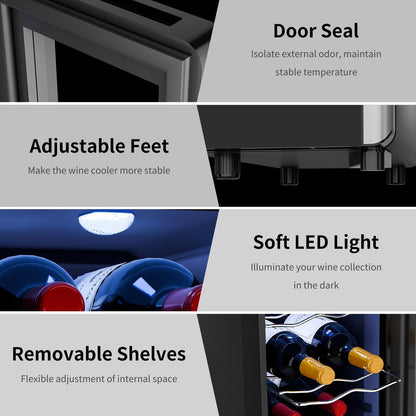 Frigorifero per vino da 6 bottiglie (8-19 °C), mini refrigeratore per bevande indipendente per l'estate, refrigeratore per vino con controllo della temperatura