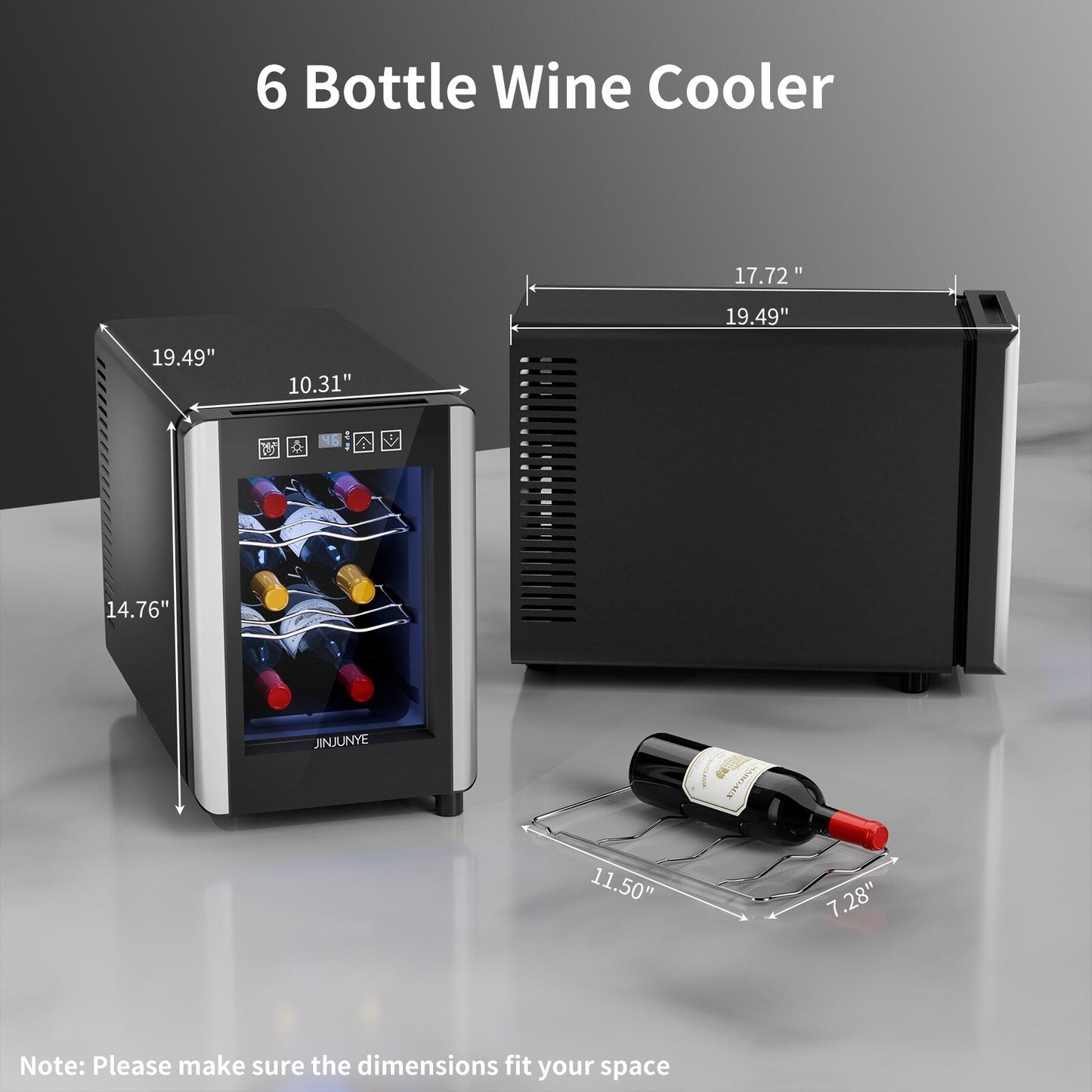 Frigorifero per vino da 6 bottiglie (8-19 °C), mini refrigeratore per bevande indipendente per l'estate, refrigeratore per vino con controllo della temperatura