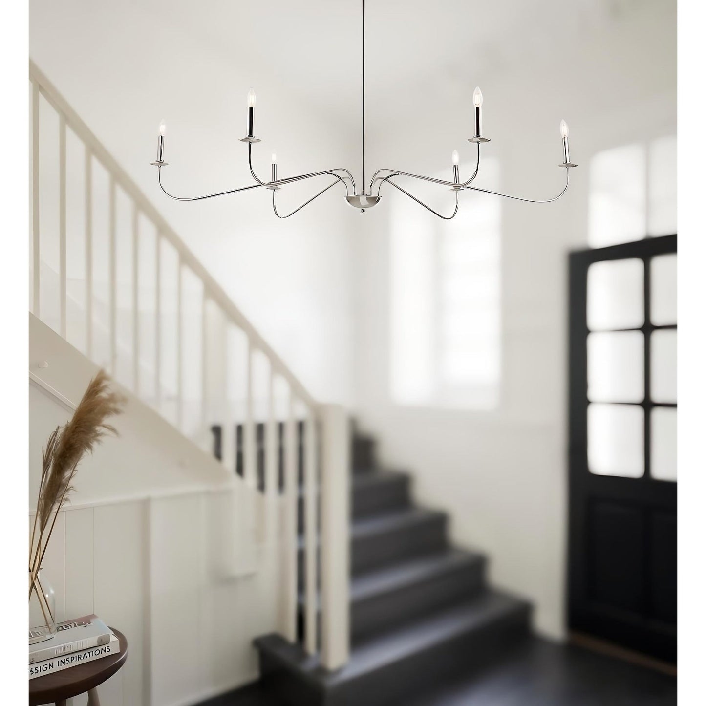 Lampadario minimalista da 64 pollici con 6 luci in nero opaco/oro/cromo - N/D