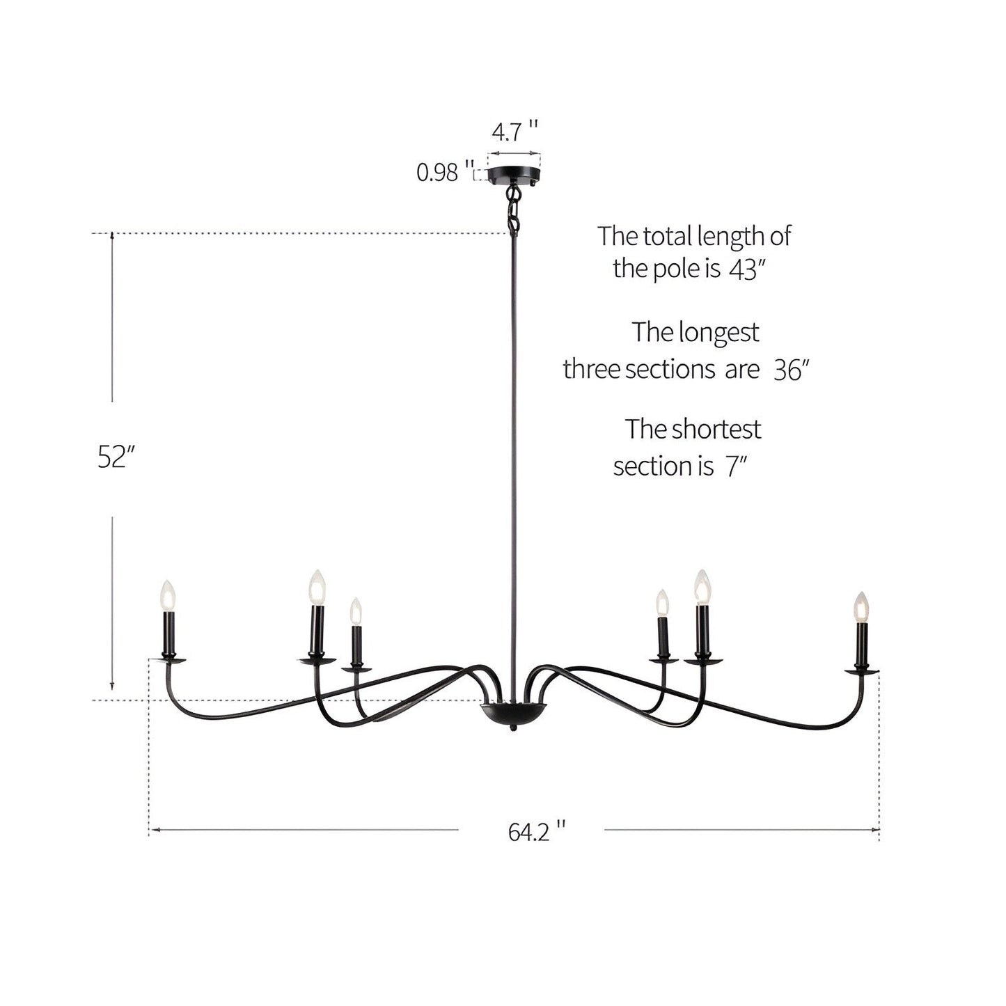 Lampadario minimalista francese classico a 6 luci con illuminazione a candela