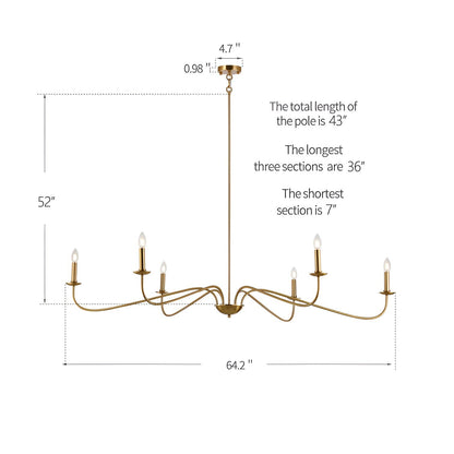 Lampadario minimalista francese classico a 6 luci con illuminazione a candela