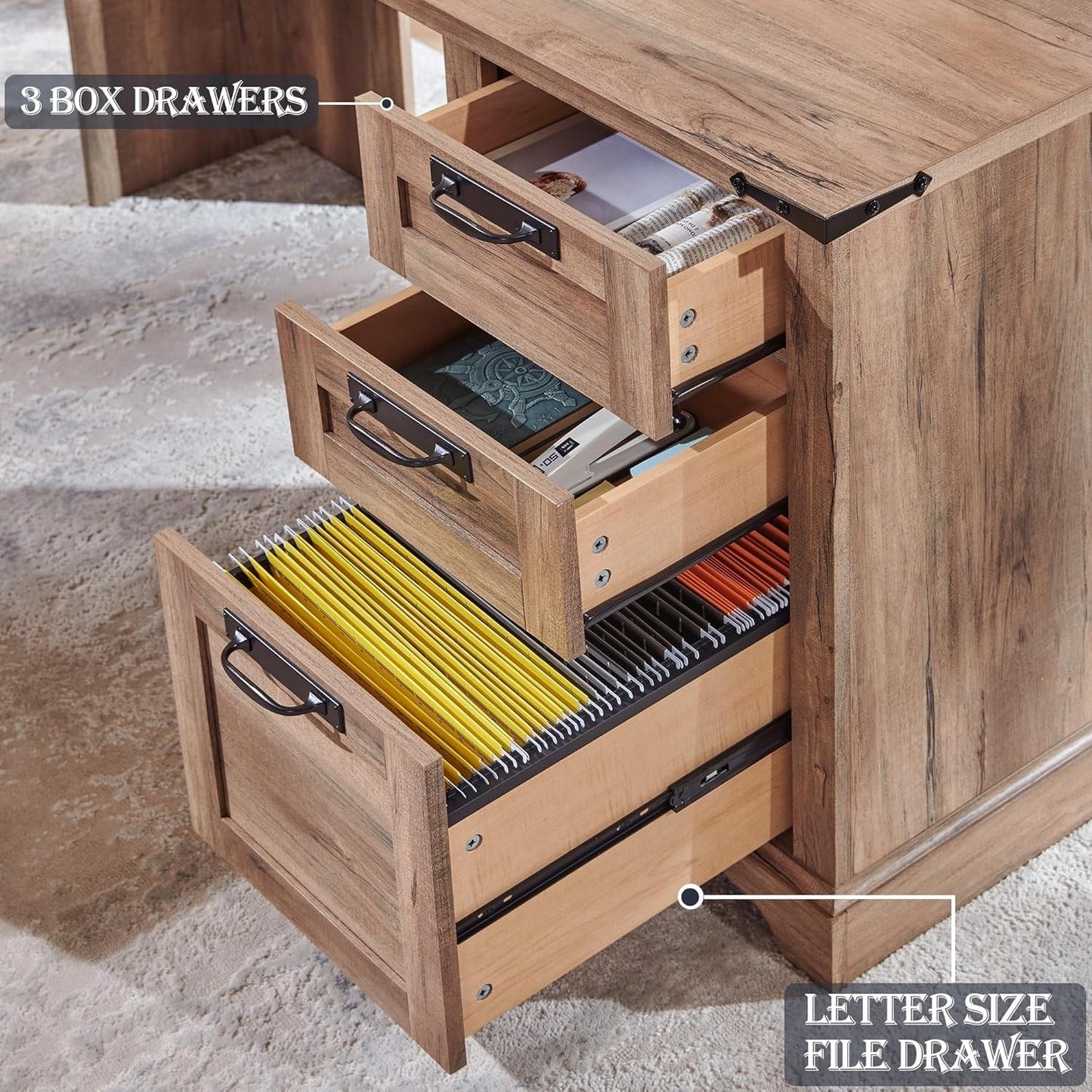 Scrivania direzionale a L da 60 pollici, scrivania angolare in legno, scrivania per computer