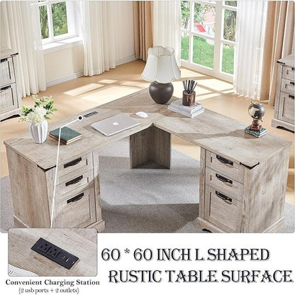 Scrivania direzionale a L da 60 pollici, scrivania angolare in legno, scrivania per computer