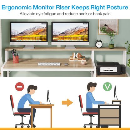 Scrivania per computer da 63 pollici con supporto per monitor, scrivanie ergonomiche per ufficio domestico con cassetti e schedario